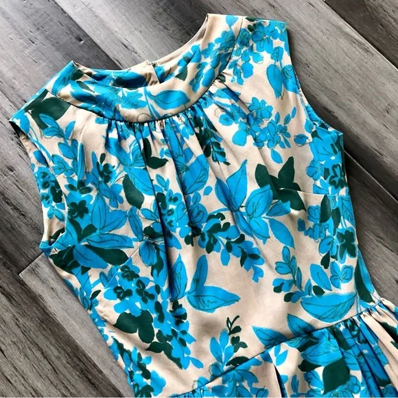 Vintage 1950's-60's Stacey Ames Pleated Neck Sleeveless Floral Sun Dress - Picture 10 of 16